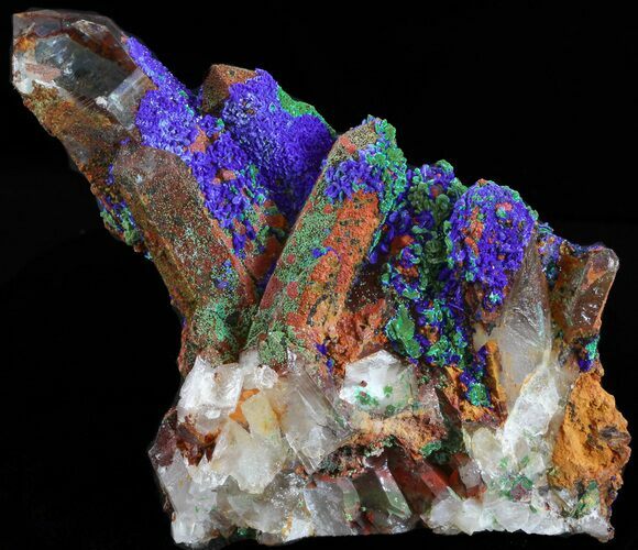 Quartz Crystals With Azurite & Malachite - Spectacular! #38586